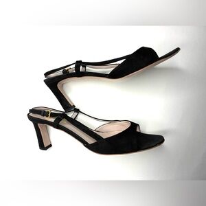 Miu Miu Open Toe Sling Black Suede Heels